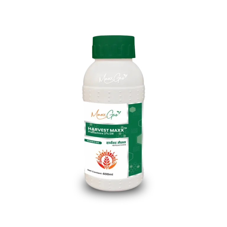 Harvest Maxx Pretilachlor 37% EW herbicide bottle pack by MaxxGro Agrology Limited