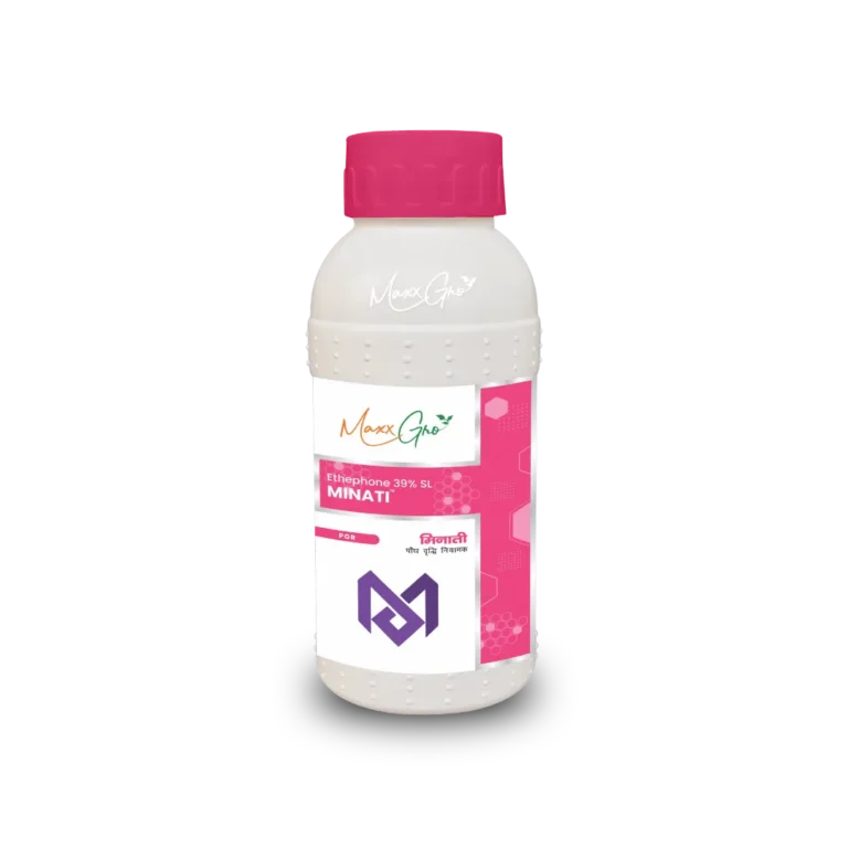 Minati Ethephon 39% SL plant growth regulator bottle pack by MaxxGro Agrology Limited