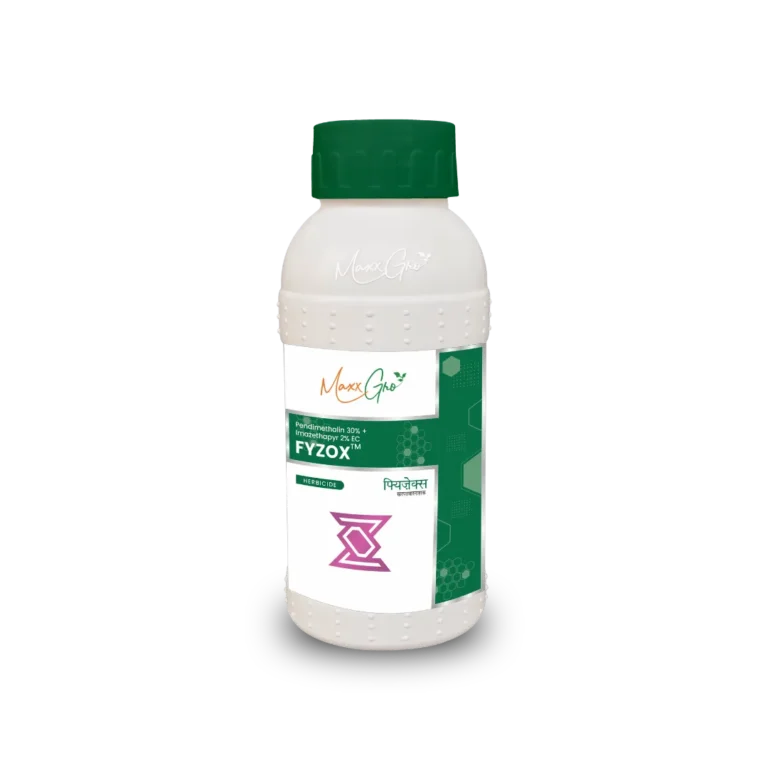 Fyzox Pendimethalin 30% + Imazethapyr 2% EC herbicide bottle pack by MaxxGro Agrology Limited