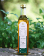 The Deep Soil Cold-Pressed Yellow Mustard Oil bottle back view showing Nutritive Value and Ingredients label