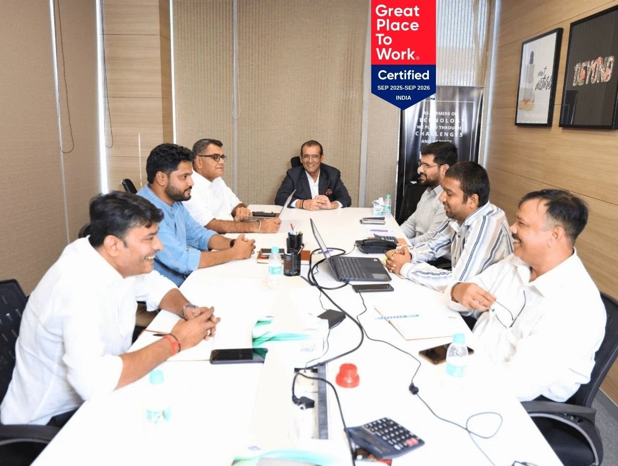 MaxxGro CMD and managers in a strategy meeting, discussing leadership, corporate culture, and future direction, underscoring our certification as a Great Place To Work.