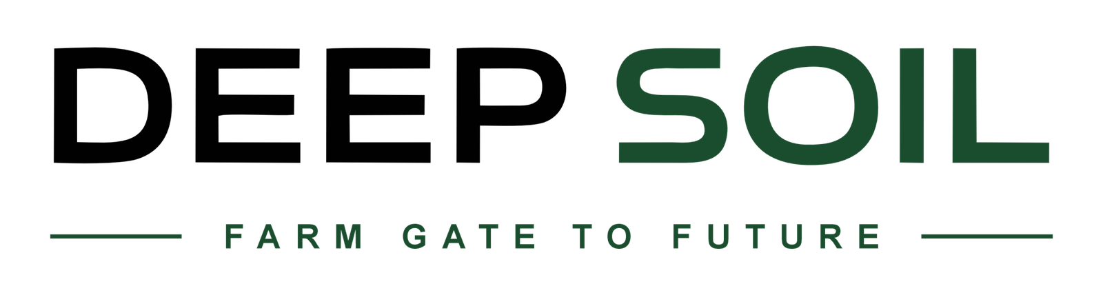 Official logo for Deep Soil, featuring the slogan "Farm Gate to Future" in dark green and black text.