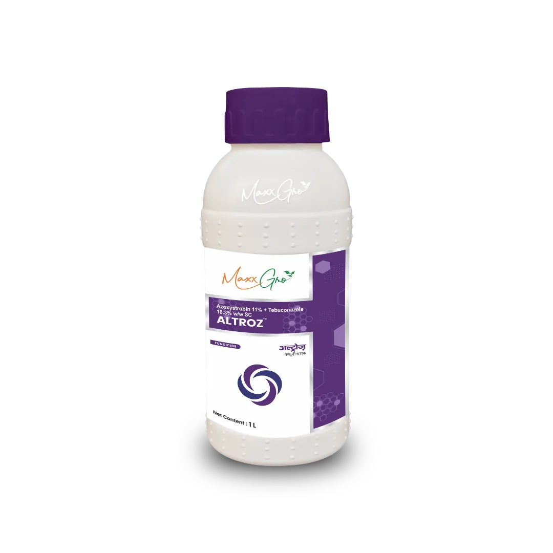 Altroz Azoxystrobin 11% + Tebuconazole 18.3% SC fungicide 1L bottle pack by MaxxGro Agrology Limited