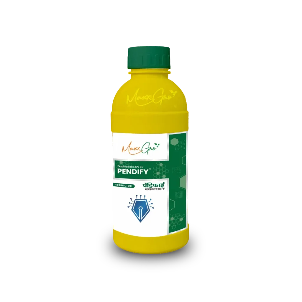 Pendify Pendimethalin 30% EC herbicide bottle pack by MaxxGro Agrology Limited