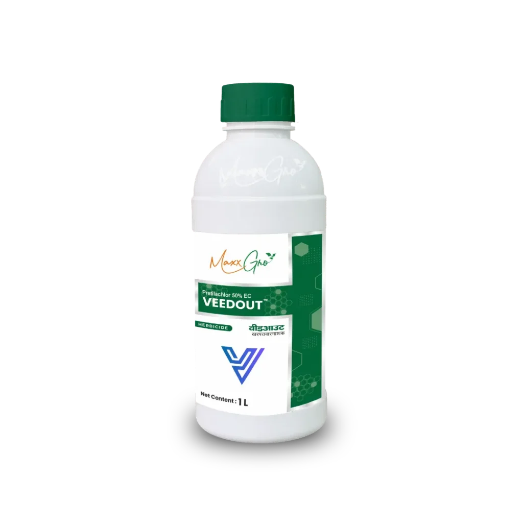 Veedout Pretilachlor 50% EC herbicide 1L bottle pack by MaxxGro Agrology Limited