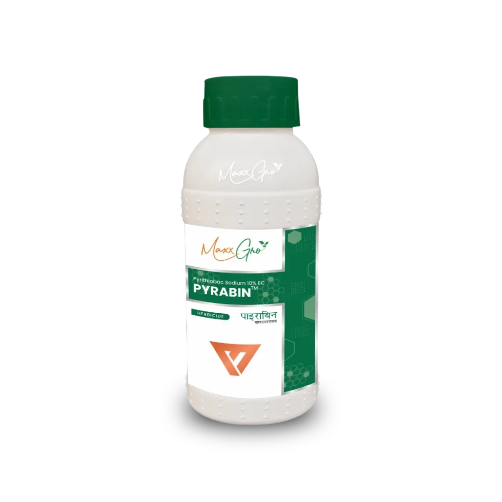Pyrabin Pyrithiobac Sodium 10% EC herbicide bottle pack by MaxxGro Agrology Limited