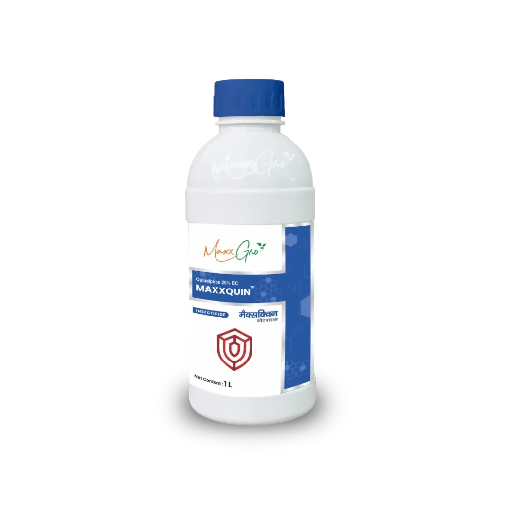 Maxxquin Quinalphos 25% EC insecticide 1L bottle pack by MaxxGro Agrology Limited