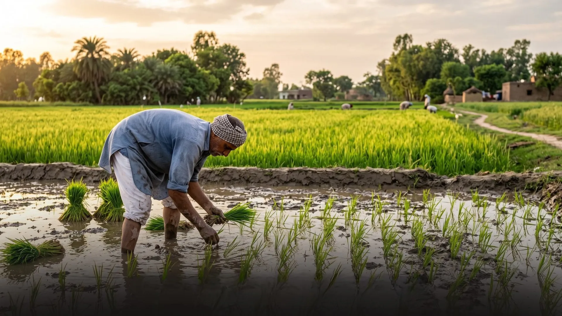 धान की रोपाई करता किसान - deep soil agrology limited