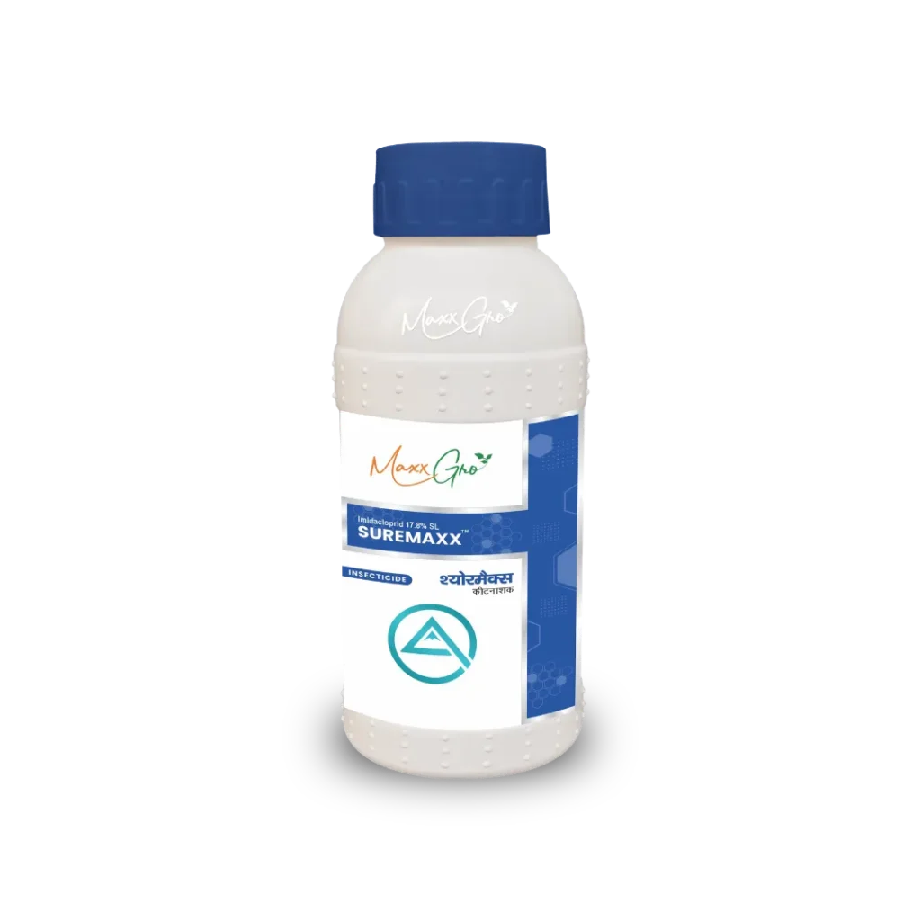Suremaxx Imidacloprid 17.8% SL insecticide bottle pack by MaxxGro Agrology Limited