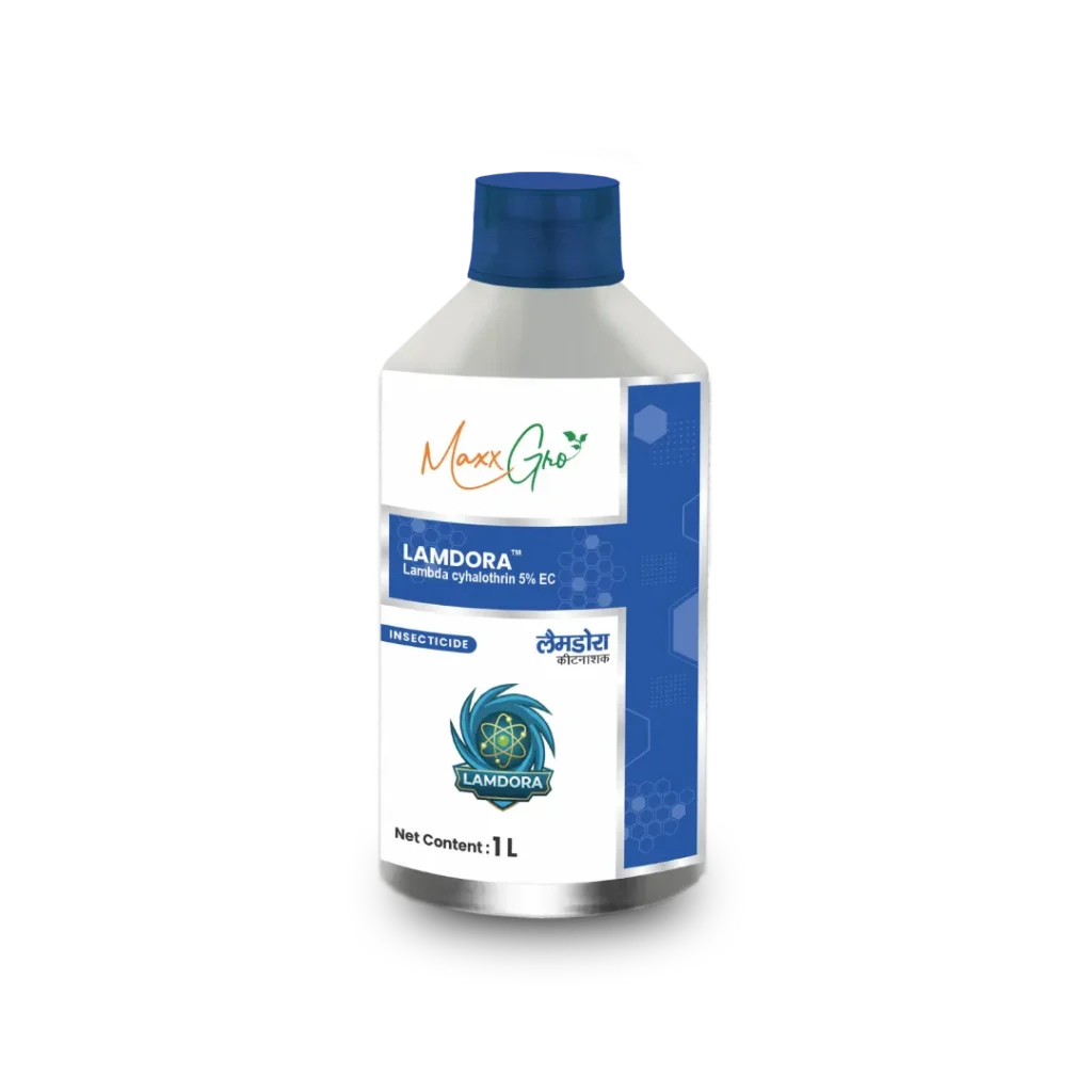 Lamdora Lambda-Cyhalothrin 5% EC insecticide bottle pack by MaxxGro Agrology Limited
