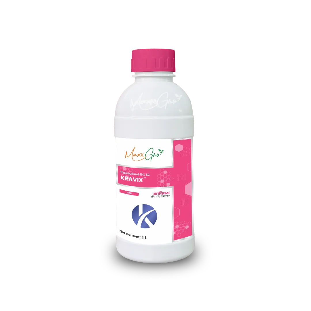 Kravix Paclobutrazol 40% SC plant growth regulator bottle pack by MaxxGro Agrology Limited