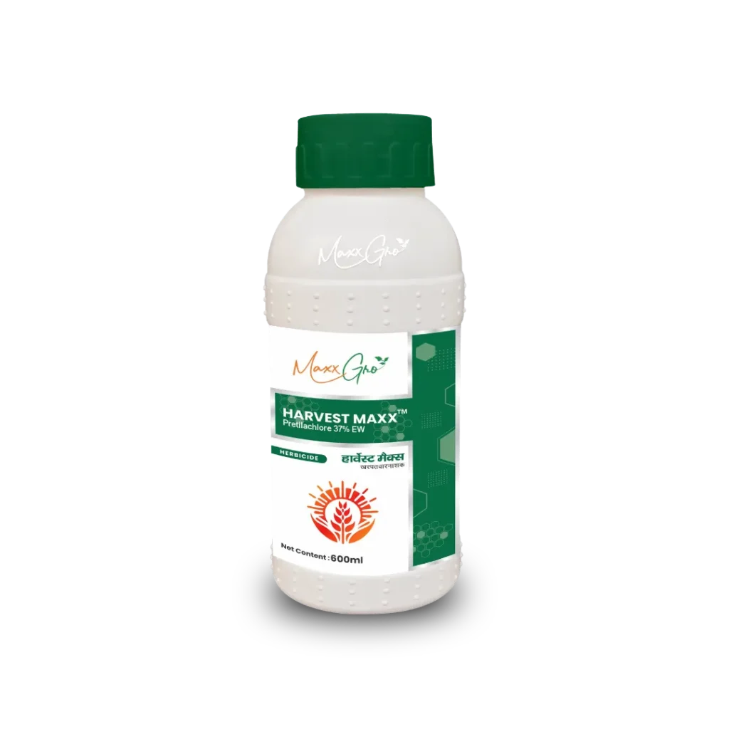 Harvest Maxx Pretilachlor 37% EW herbicide bottle pack by MaxxGro Agrology Limited