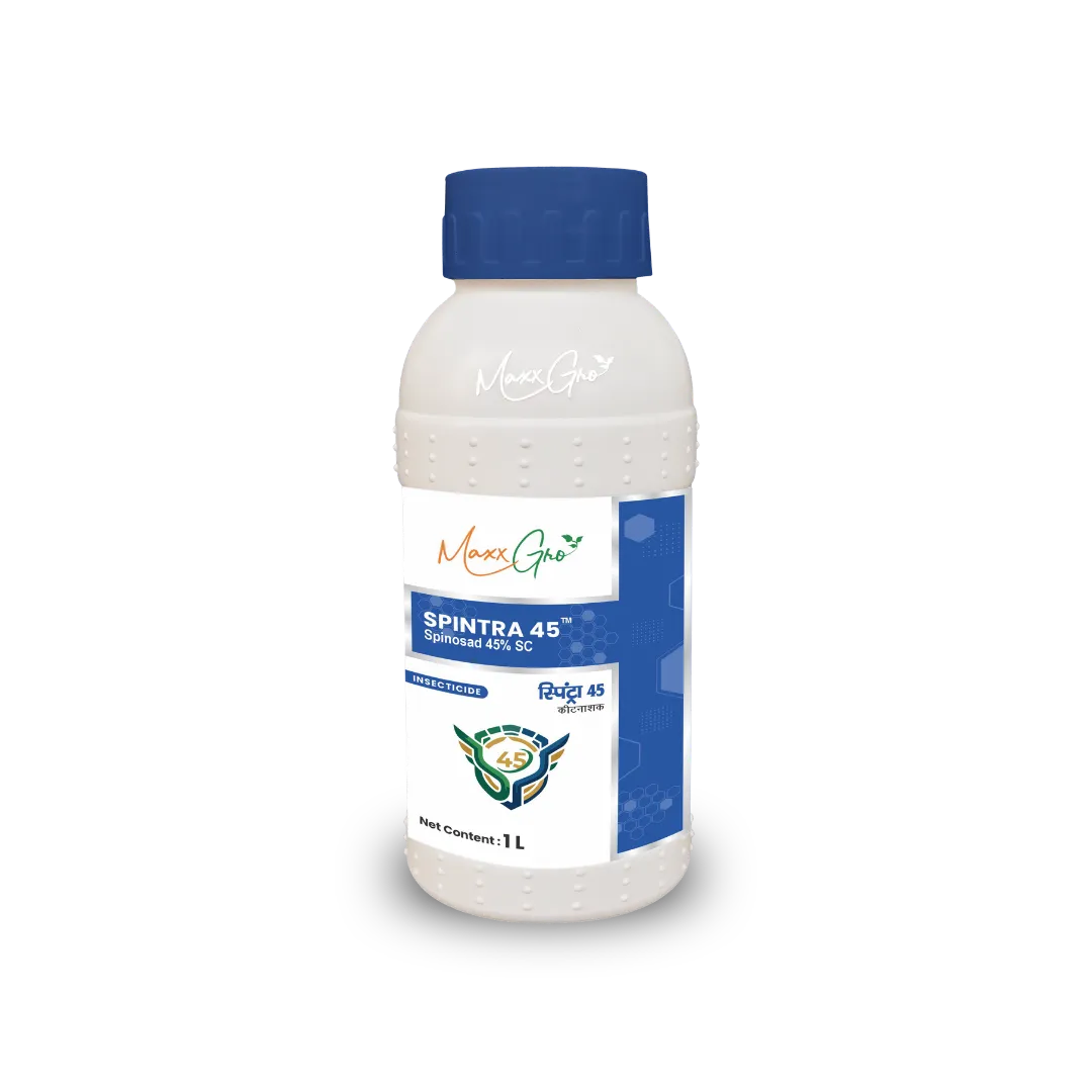 Spintra 45 Spinosad 45% SC insecticide bottle pack by MaxxGro Agrology Limited